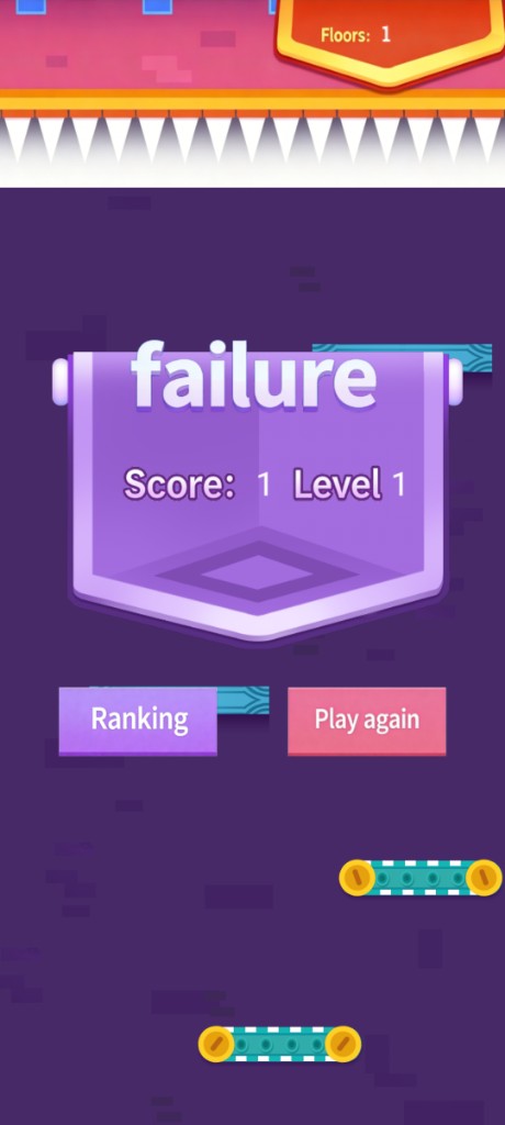 Down 100 Levels game over screen
