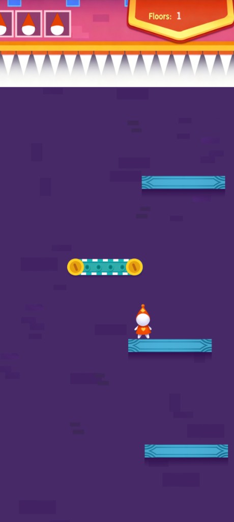Gameplay with platforms and spikes